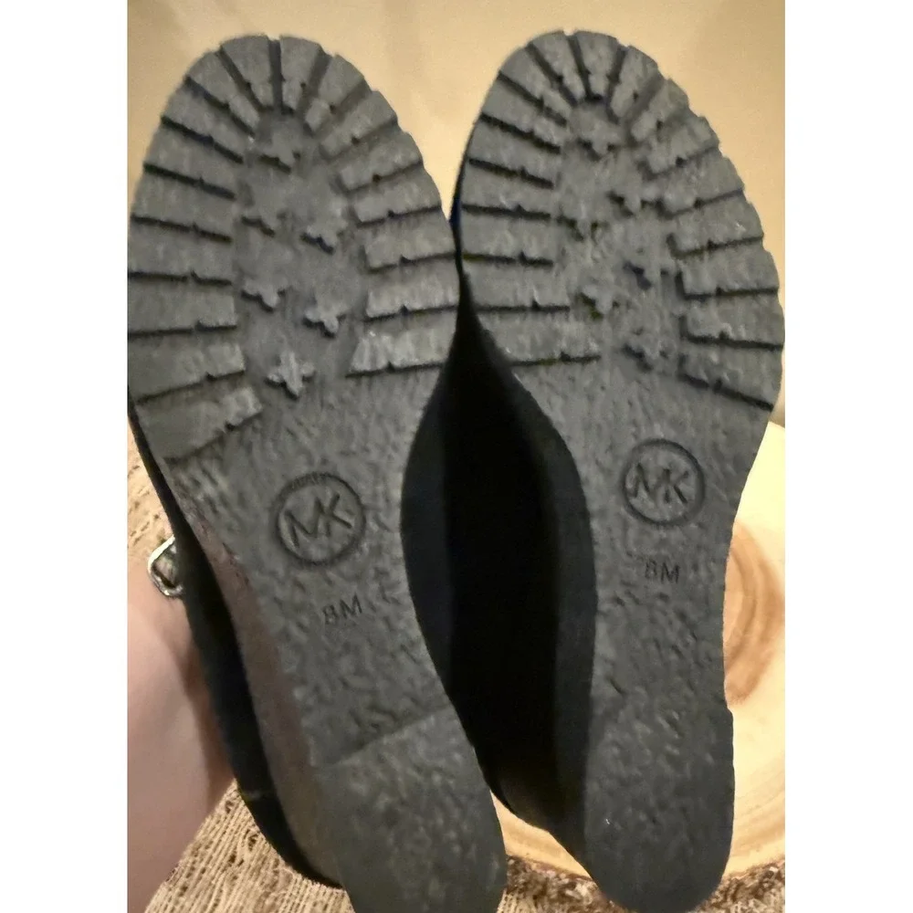 Michael Kors Woman's Rory Loafers‎ Wedge Pumps Black Velvet Size 8M